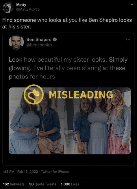 Ben Shapiro ‘Look How Beautiful My Sister Looks’ Tweet